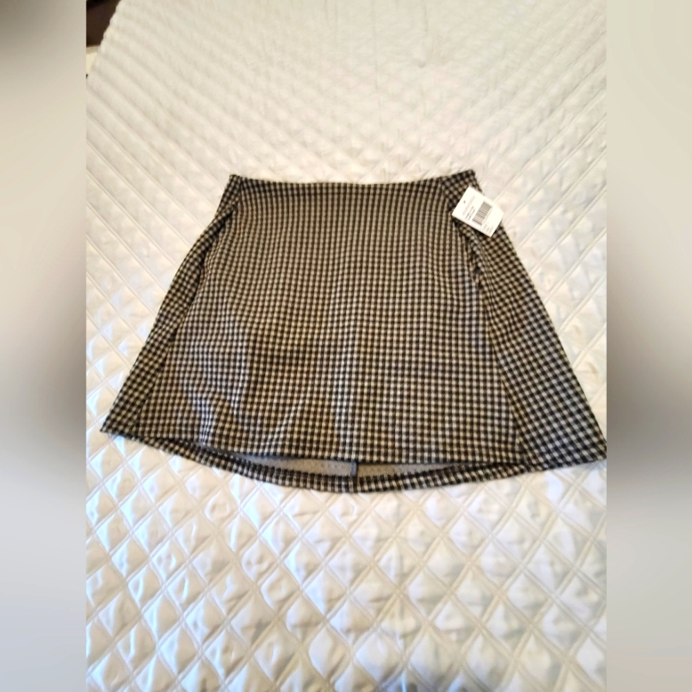 Lala Land Taupe and Black check mini skirt